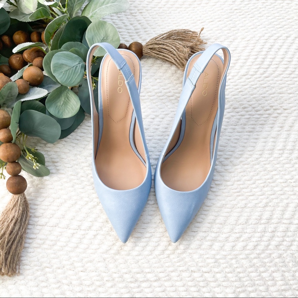 ALDO | Niky Baby Blue Slingback Heels Pumps - Picture 4 of 11